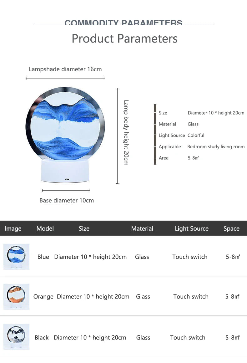 AuraSphere RGB – 3D Moving Sand Art Lamp with 16-Color LED