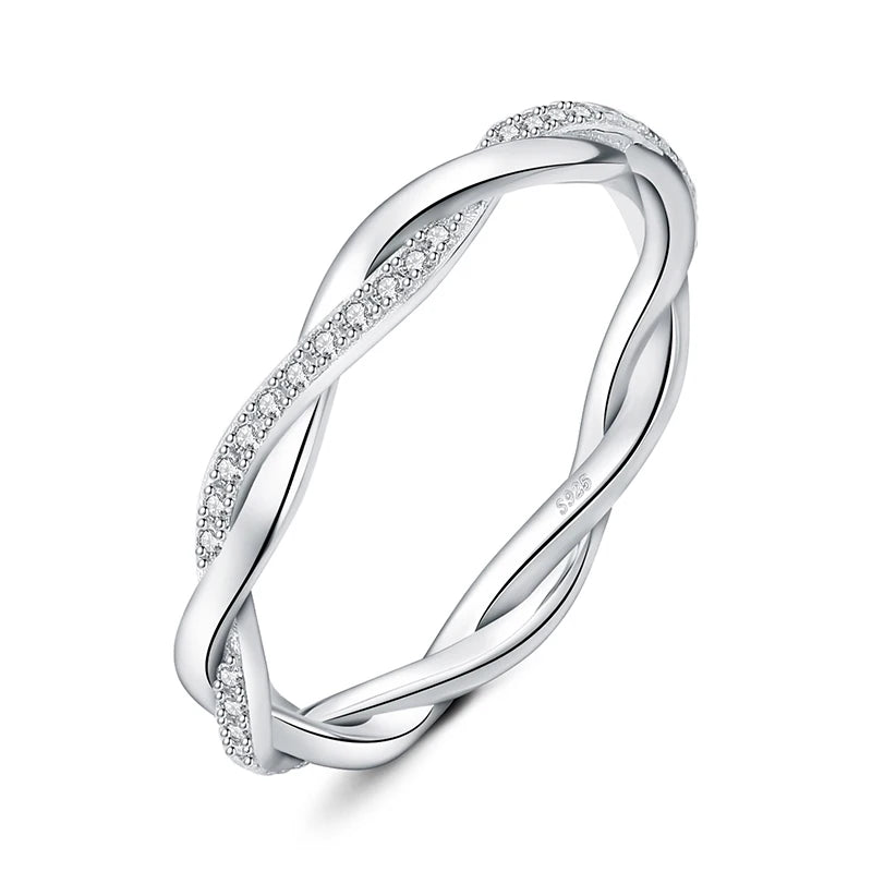 Moissanite Twisted Rope Rotating Infinity Ring