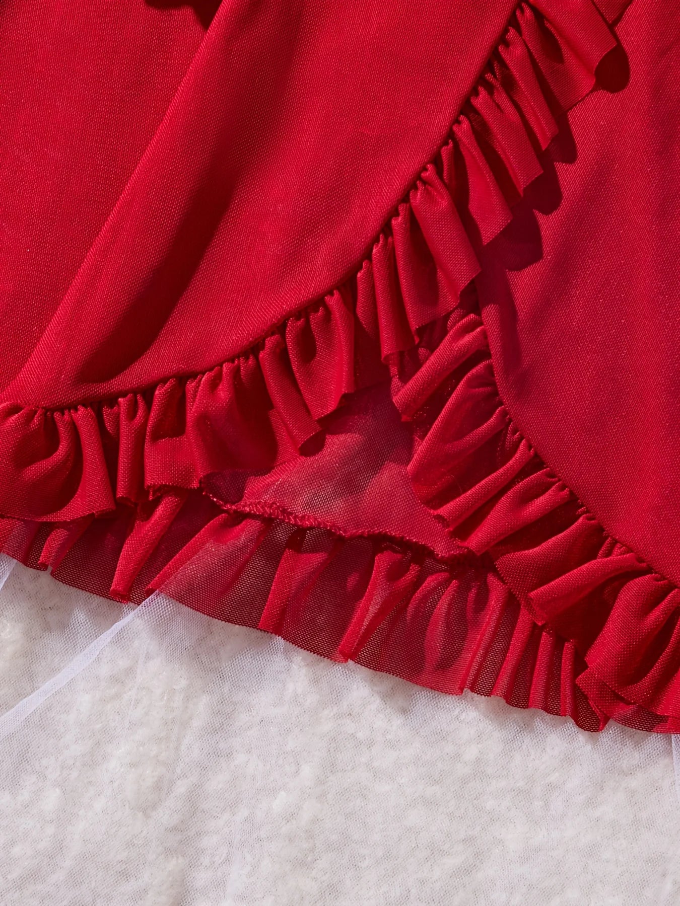 Red Lace V-Neck Nightdress Lingerie Set with Matching Panties