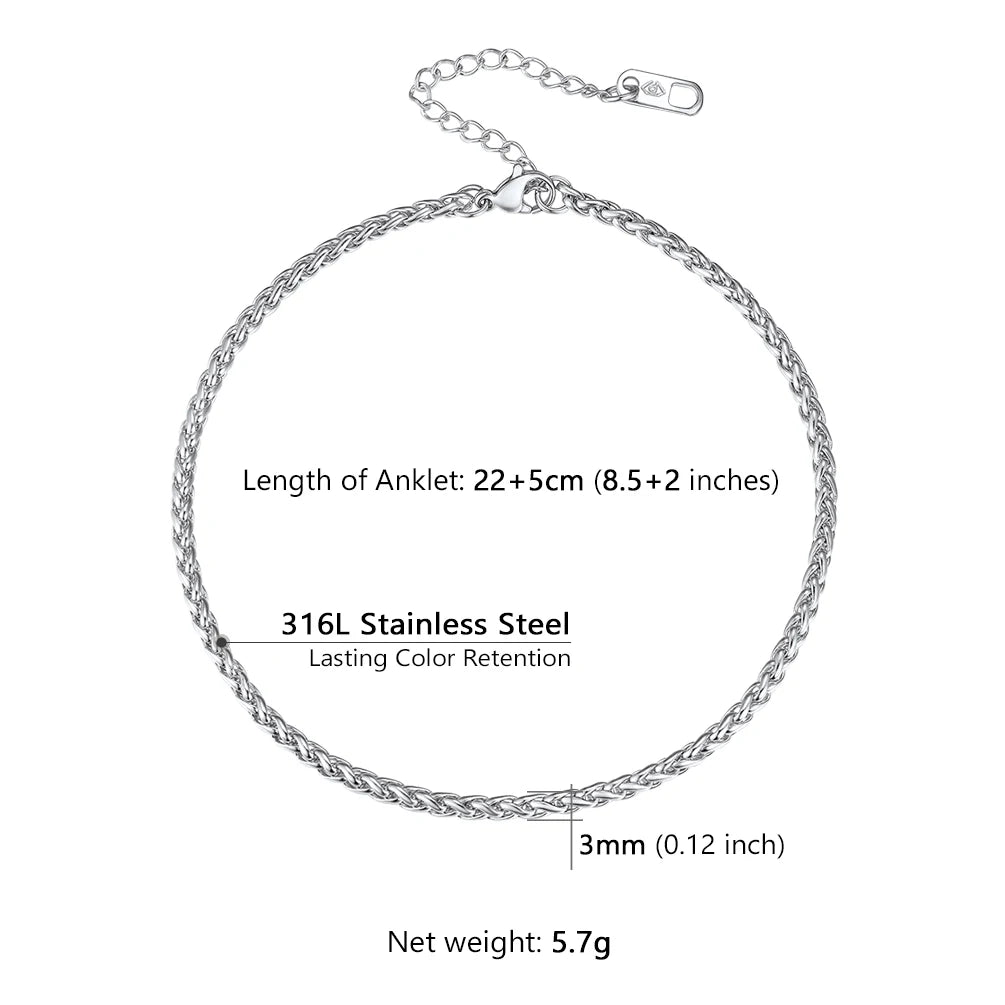 Stainless Steel Multi-Style Anchor and Curb Chain Anklet