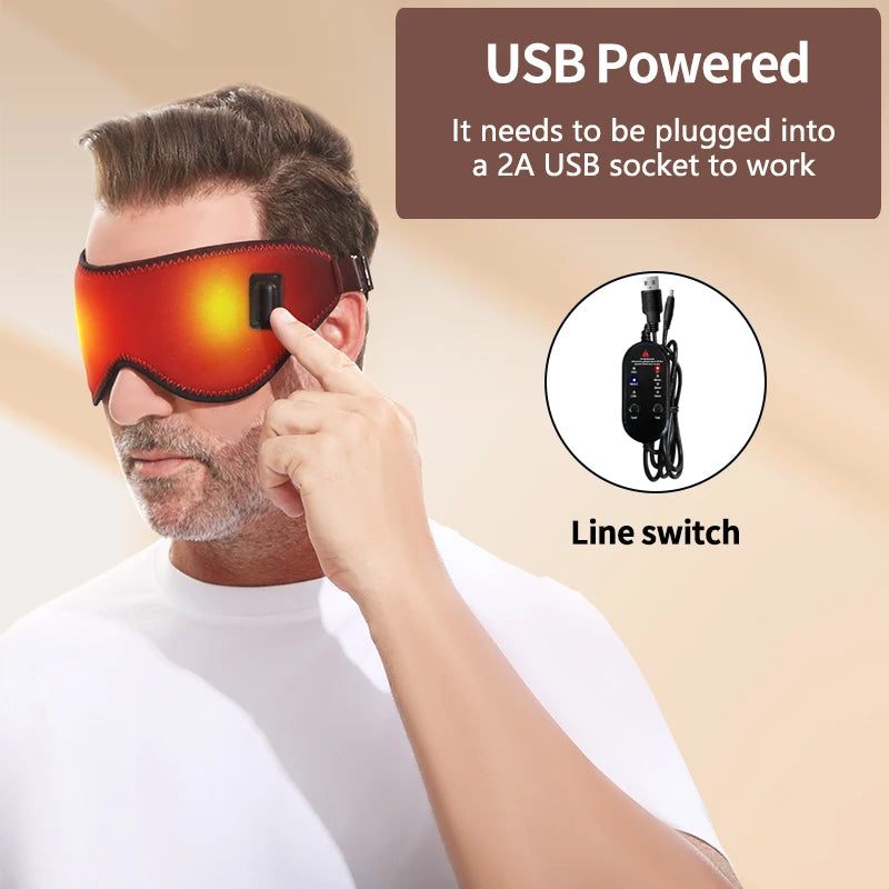 Portable Electric Heated Eye Massager USB-Powered Winter Warm Eye Mask Dry Circle Relief Sleep Aid Stress Fatigue Reduction