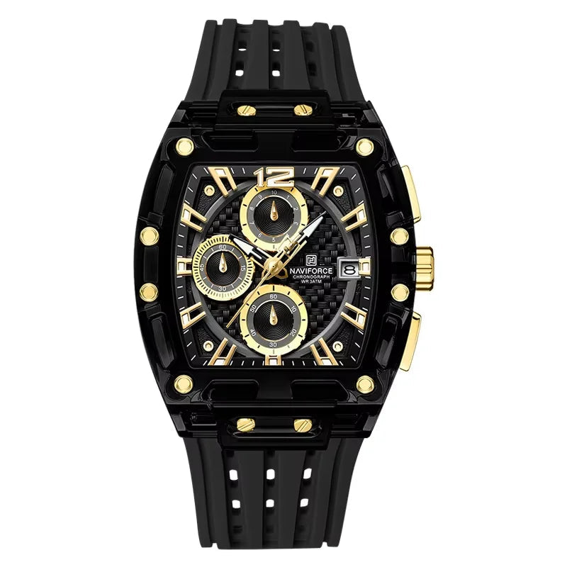Naviforce NF7105 Tonneau Quartz Chronograph 5ATM Silicone Watch