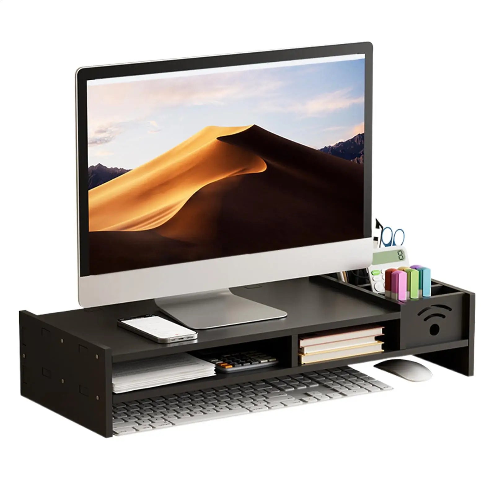 Desktop computer riser stand monitor arm double-layer desktop shelf with storage organizer ergonomic computer stand for monitors