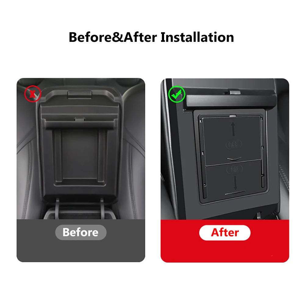 Tesla Model Y 2020-2024 Hidden Armrest Concealed Storage Box