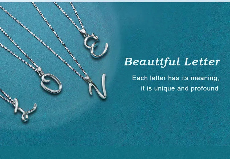 925 Sterling Silver Initial Letter Pendant Necklace