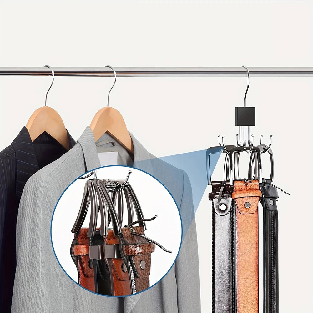 360° Rotating Stainless Steel Six-Claw Belt and Accessory Hanger