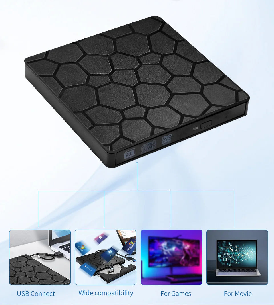 2in1 USB3.0 TypeC Slim External DVD VCD CD Writer Optical Drive Burner Reader Player Portable For Laptop PC DVD Burner DVD