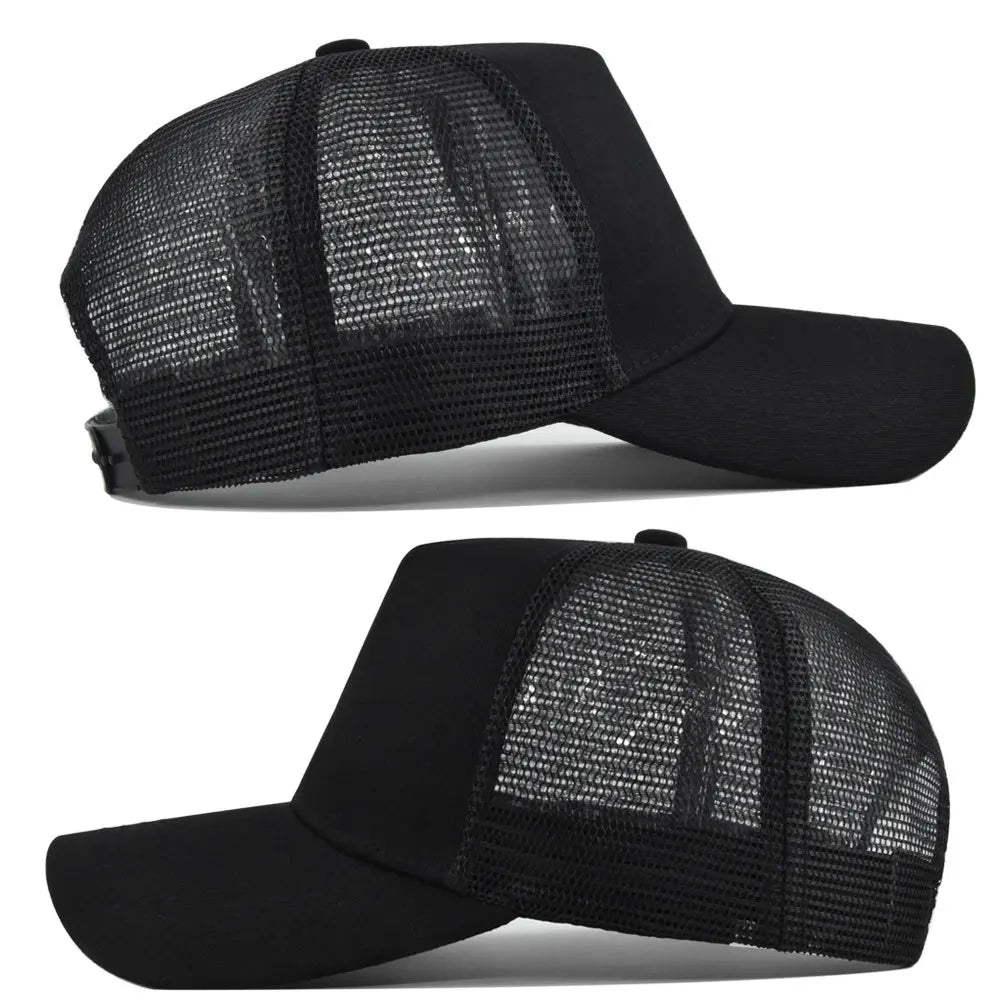 Boné de beisebol impresso com logótipo personalizado Topo Rígido Bonés de Rede de 5 Painéis para Homens Mulheres Boné Respirável Chapéu de Sol Gorra de Cor Pura Atacado