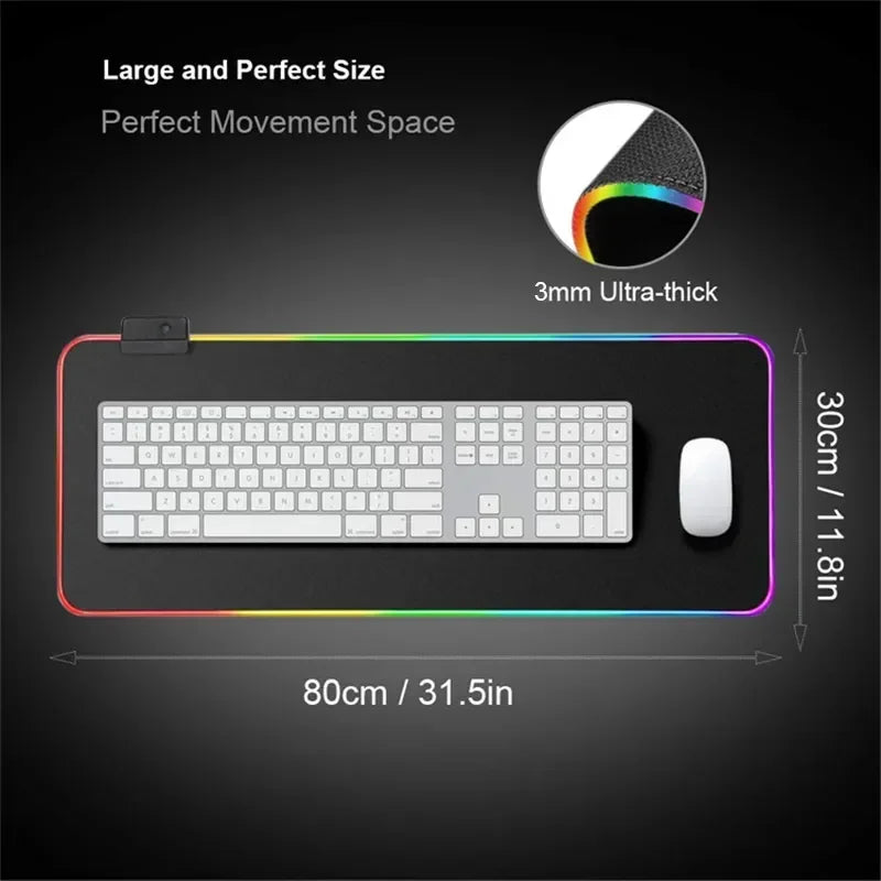 400x900 World Of Warcraft LED Backlight Gaming Mousepad HD Printing RGB Mouse Pad Non-Slip Rubber Deskmats Keyboard Desk Mat XXL