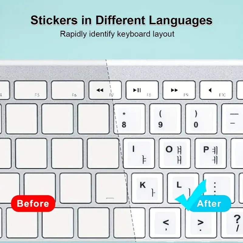 3pcs White Keyboard Sticker for Russia Korean Arabic Spanish Keyboard Replacement, Universal Stickers for Computer