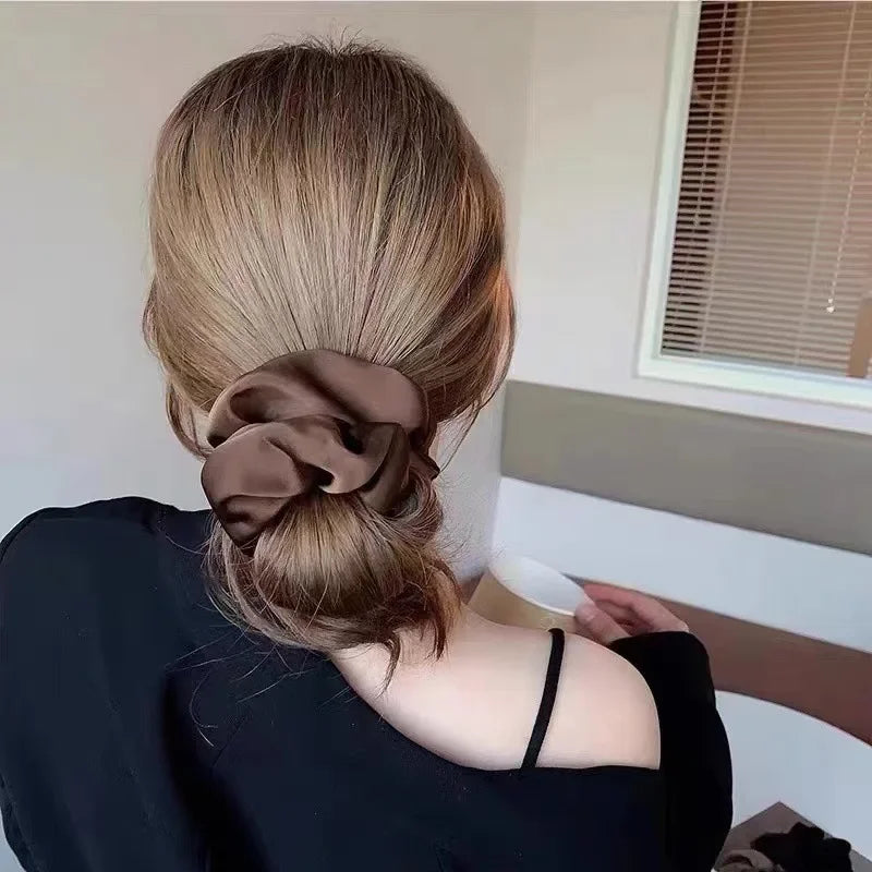 Premium Silk Satin Elastic Hair Scrunchies Ponytail Holder