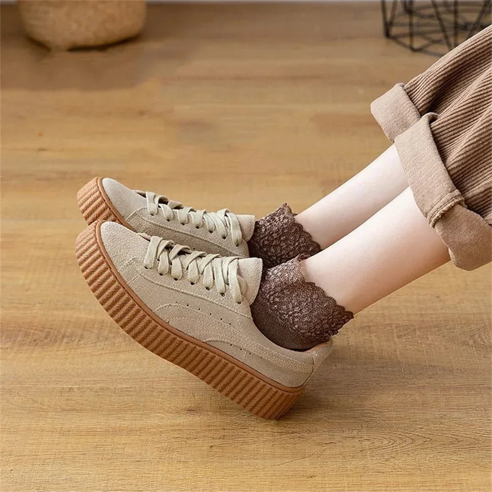 Women's Anti-Slip Thermal Velvet Floor Socks with Lace