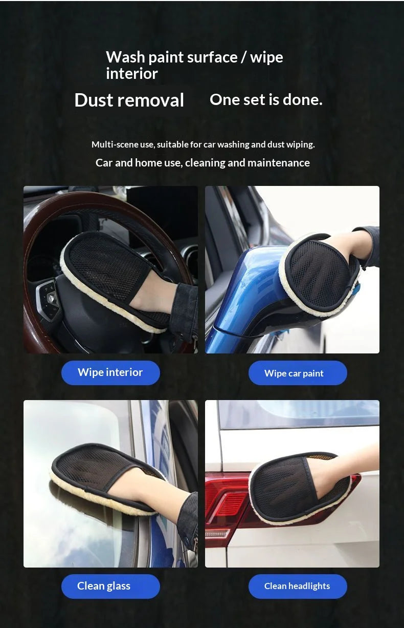 Thickened fleece gloves for car washing fleece cleaning gloves car maintenance waxing supplies cleaning tool gloves