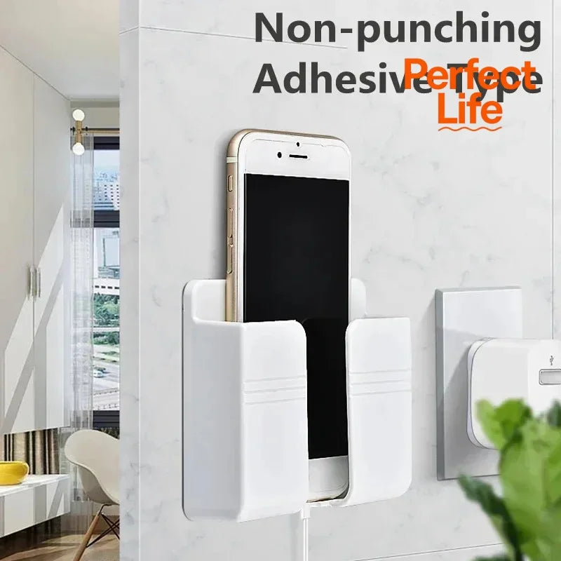 Multifunction Mobile Phone Holder Wall Mounted Organizer Storage Box Wall Remote Control Charging Dock Stand Organizer Bracket