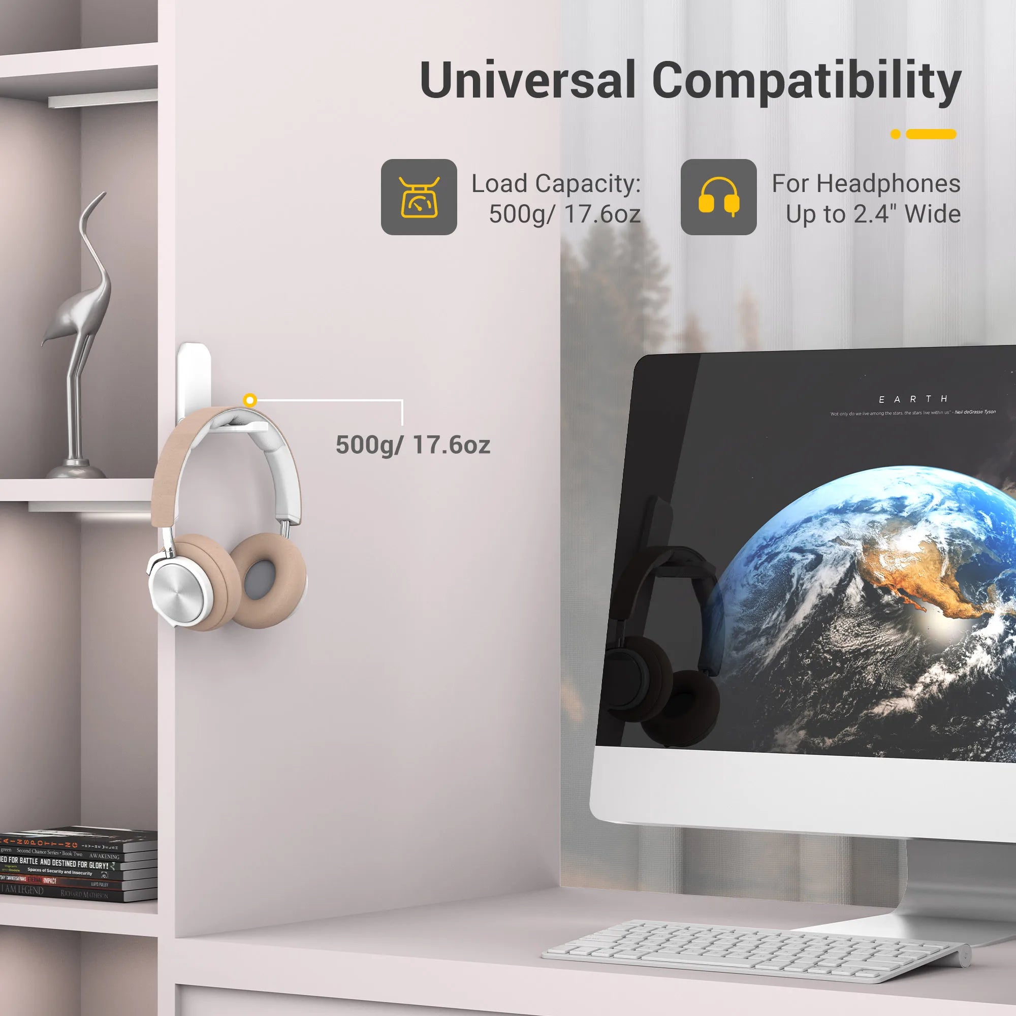Headphone Bracket Swivel Mounted PC Gaming Headset Stand Holder Under Desk Hanger Hook Earphones Display Stand With USB Ports