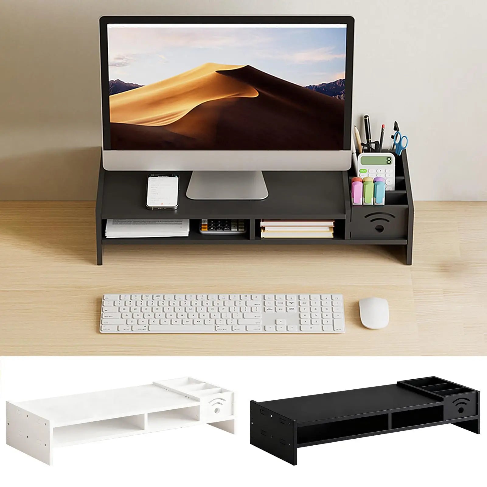 Desktop computer riser stand monitor arm double-layer desktop shelf with storage organizer ergonomic computer stand for monitors