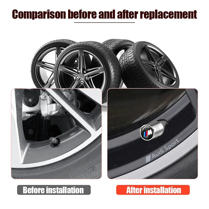 4Pcs Car Styling Wheel Tire Valve Caps Cover Accessories For BMW M Sports E36 E39 E46 E60 E90 E90 F10 F30 G20 G21 G30 G11 F15 X5