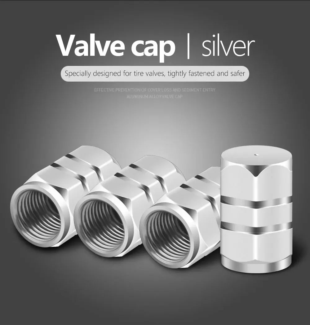 Aluminum Alloy Car Tire Valve Caps Airdust Waterproof Tyre Rim Stem Cover for Automobiles Motorcycles Bikes 4Pcs