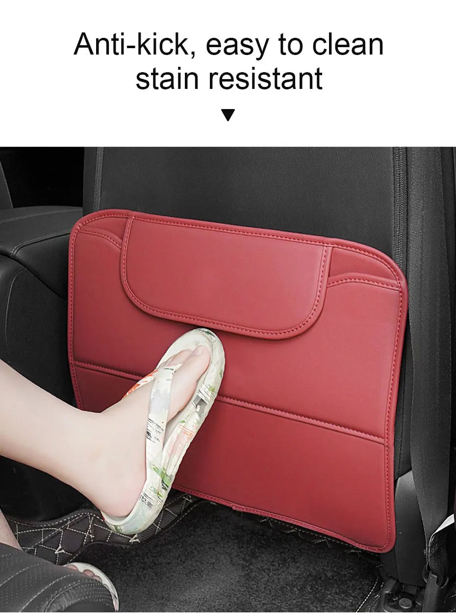 BLALION PU Leather Car Anti-kick Pad Auto Seat Back Organizer Storage Bag Car Backseat Anti Scratch Protector Pads with Cover