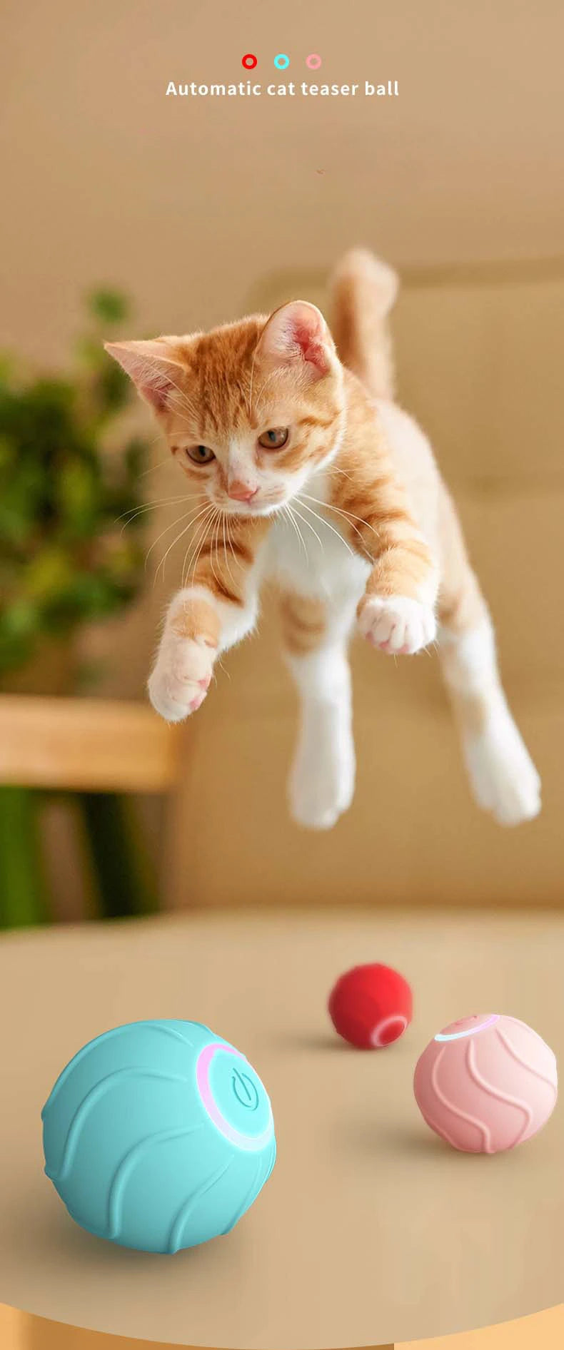Brinquedos Inteligentes para Gatos Bola Rolante Brinquedo Interativo para Animais de Estimação Bola Saltarola Automática USB Auto provocador Brinquedos para Gatinhos Bola Saltaroca