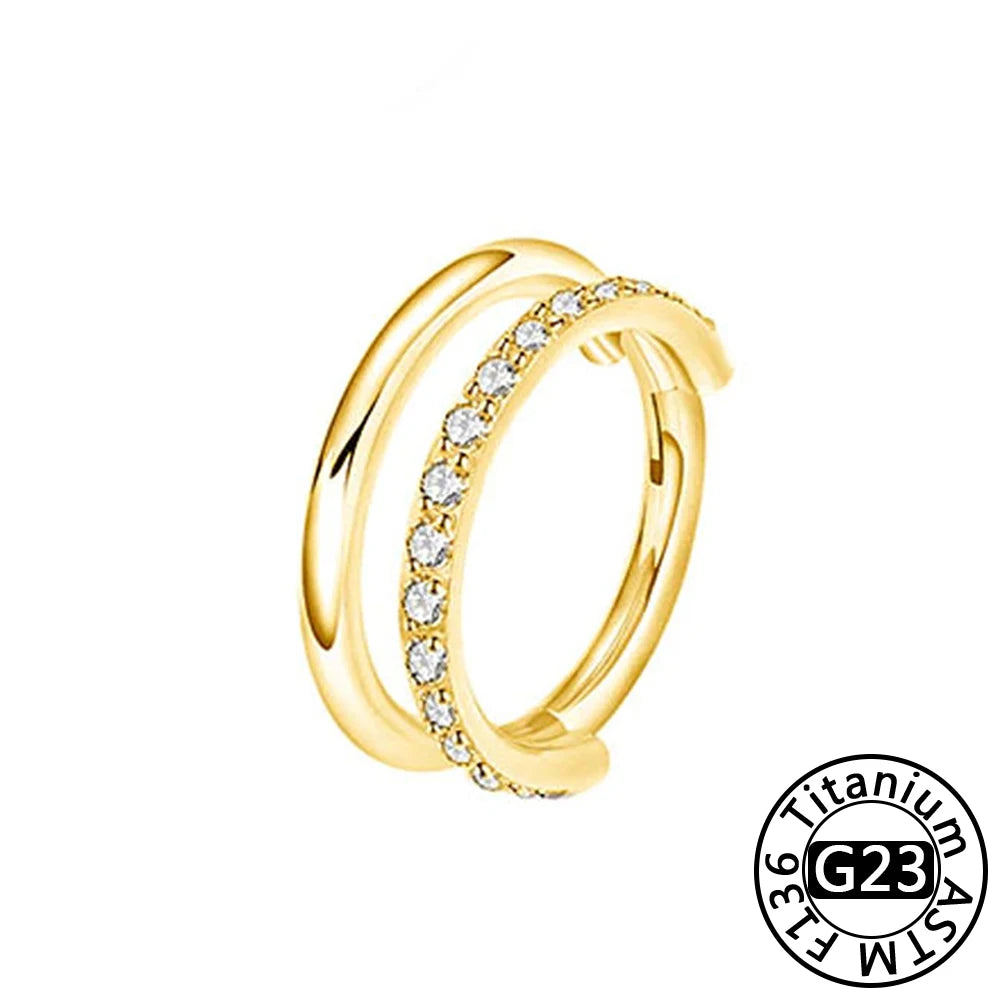 G23 Titanium 16G CZ Hinged Segment Clicker Hoop Piercing