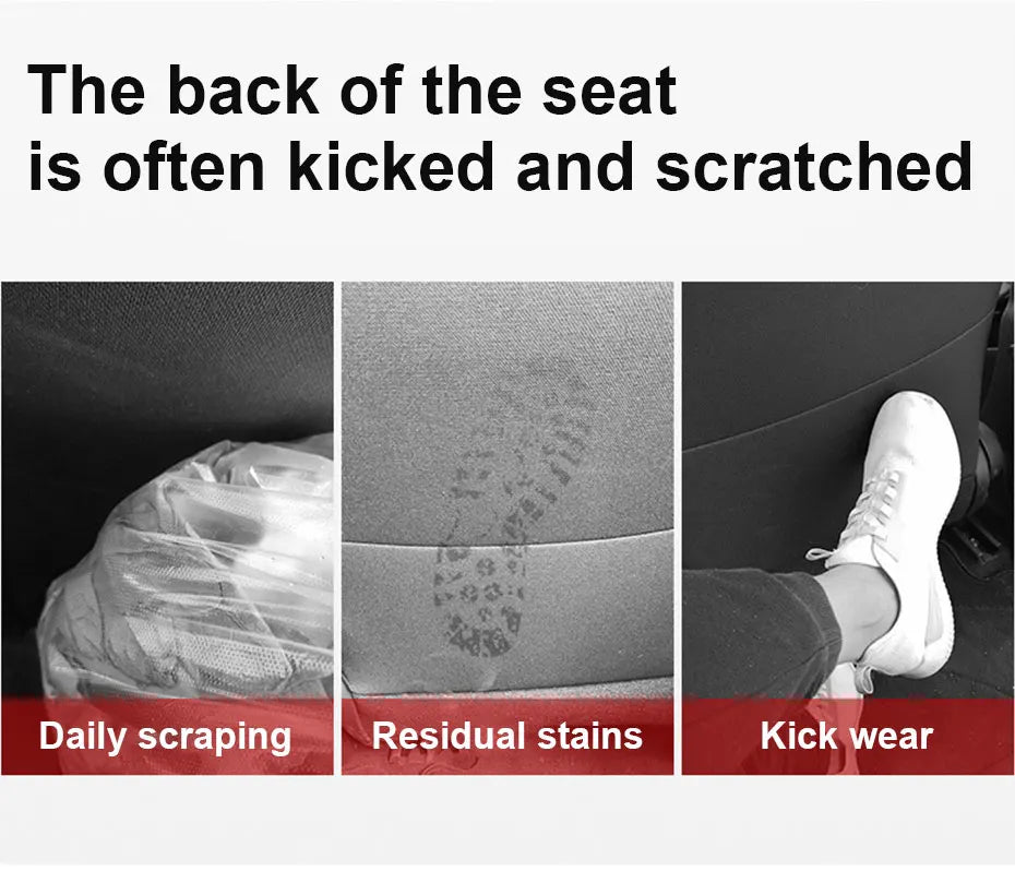 BLALION PU Leather Car Anti-kick Pad Auto Seat Back Organizer Storage Bag Car Backseat Anti Scratch Protector Pads with Cover