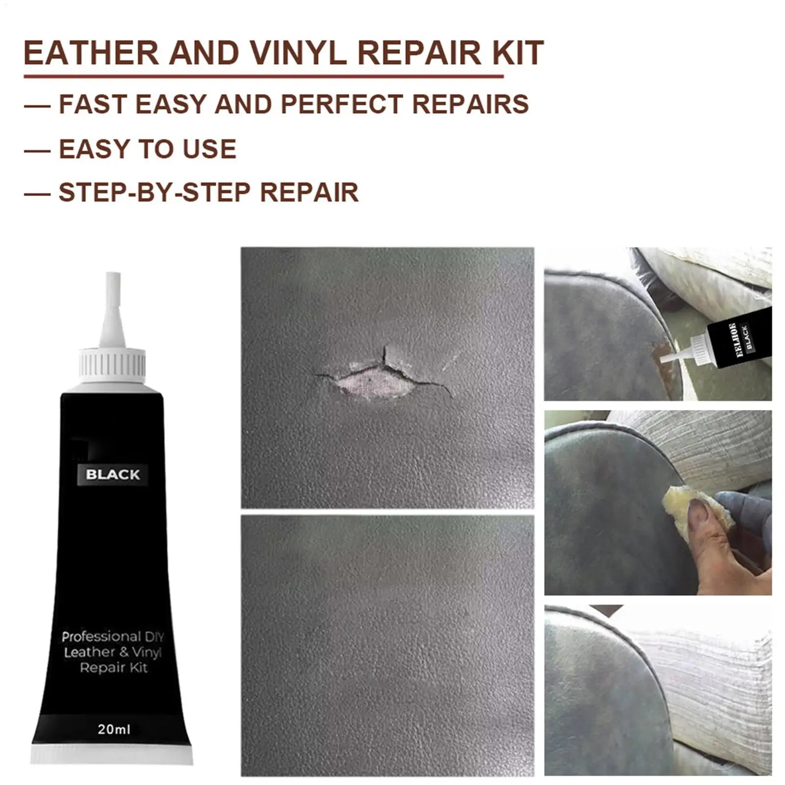 20G Leather Repair Gel Black/White/Gray Repair Home Car Seat Leather Complementary Repair Refurbishing Cream Paste Leather Care