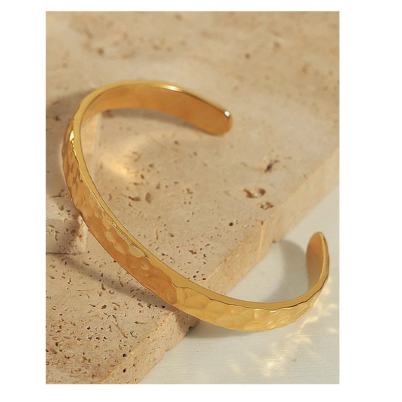 Pulseira de Aço Inoxidável com Textura Natural para Mulher Banhado a Ouro 18k de Alta Qualidade Sem Desvanecimento Pulseiras e Braceletes para Mulher
