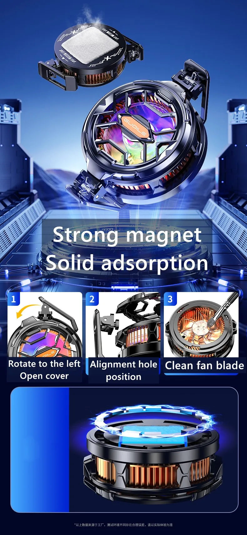 FS03 magnetic semiconductor mobile phone radiator 15W strong cooler, can rotate the back clip mobile phone game cooling fan