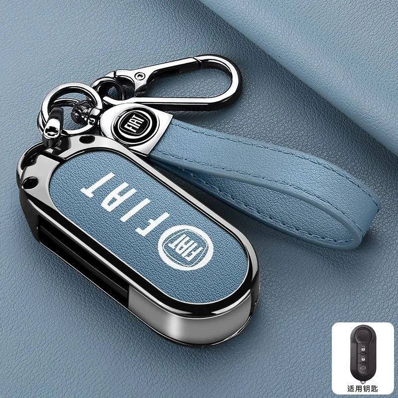 Leather Car Remote Key Case Cover Shell Protector for Fiat Ducato 500 500L Panda Grande Punto Lancia Musa Keychain Accessories