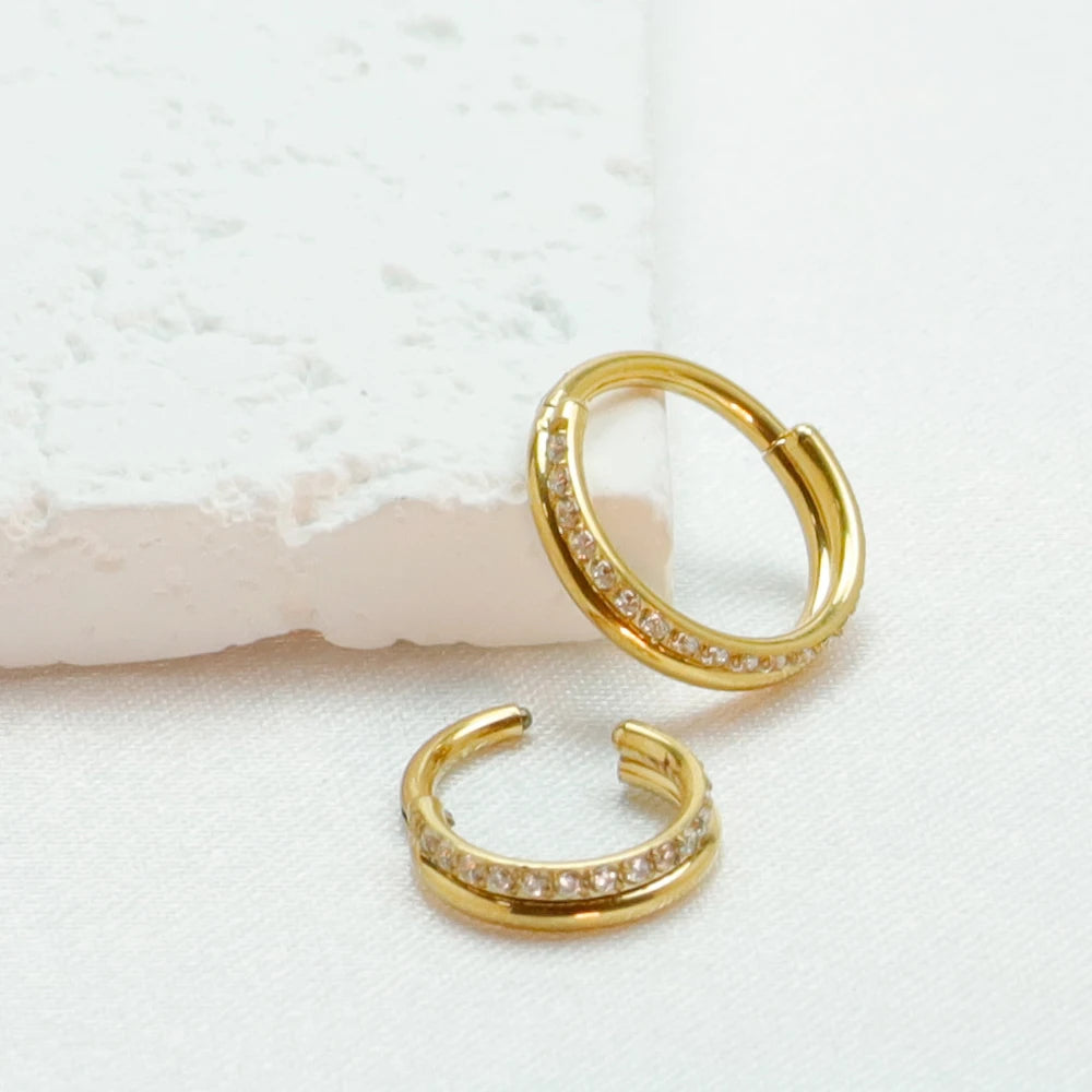 G23 Titanium 16G CZ Hinged Segment Clicker Hoop Piercing
