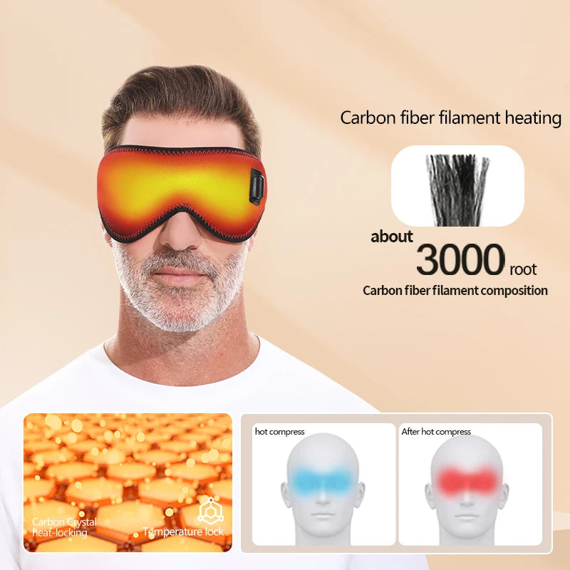 Portable Electric Heated Eye Massager USB-Powered Winter Warm Eye Mask Dry Circle Relief Sleep Aid Stress Fatigue Reduction