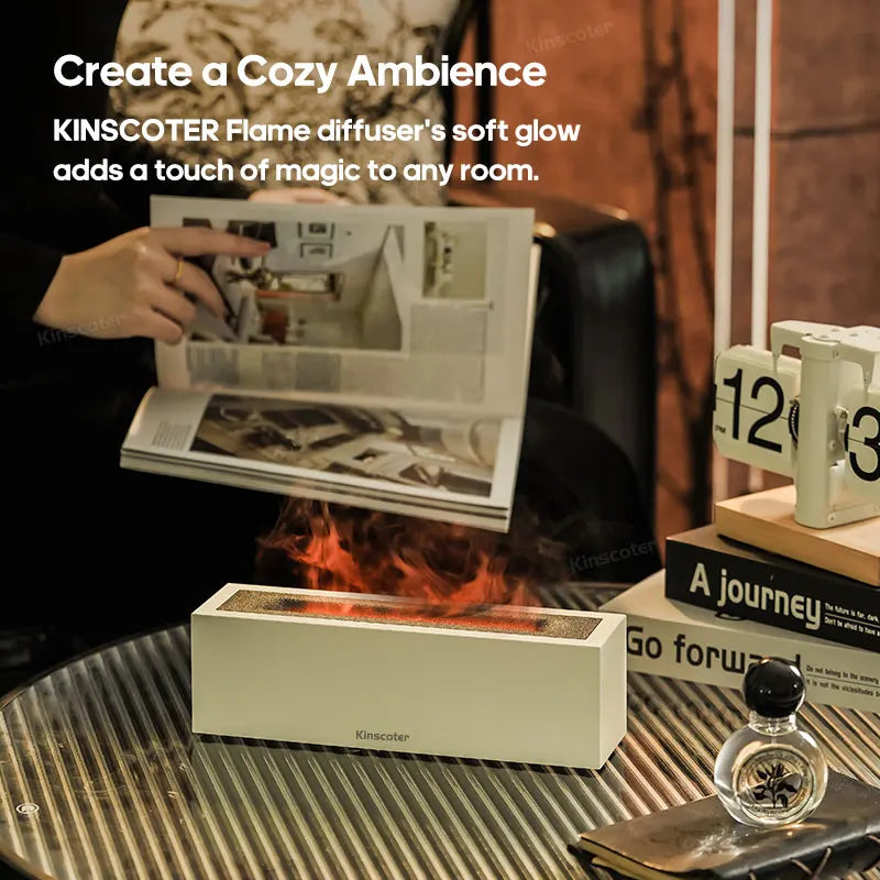 Flame Aroma Diffuser Air Humidifier Ultrasonic Cool Mist Maker Fogger LED Essential Oil Lamp Realistic Fire Difusor