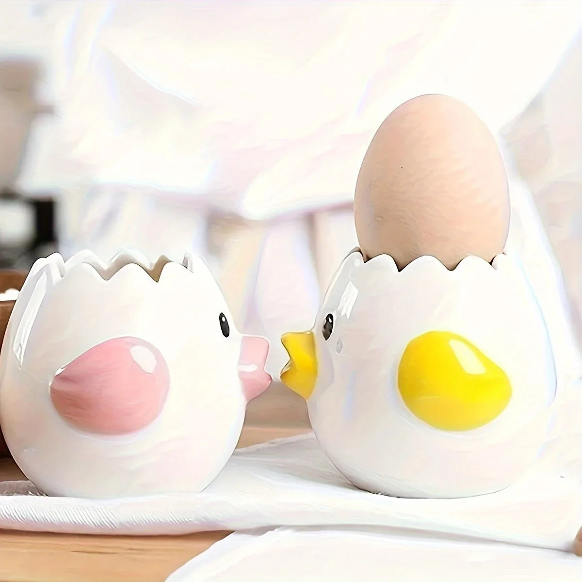 Separador de Ovos de Cerâmica de Frango Cartoon Pequeno Separador de Gemas e Claras Filtro Ferramenta de Cozedura para Padaria Ferramentas de Cozinha