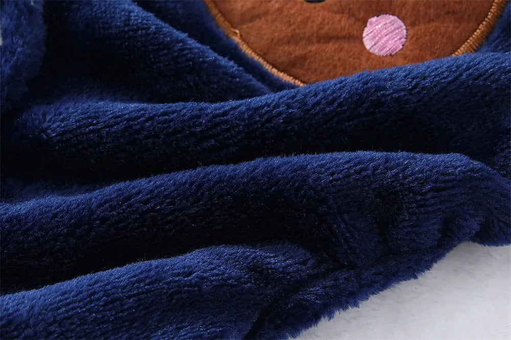 Warm Winter Fleece Dog Jumpsuit Coat with Leash Ring