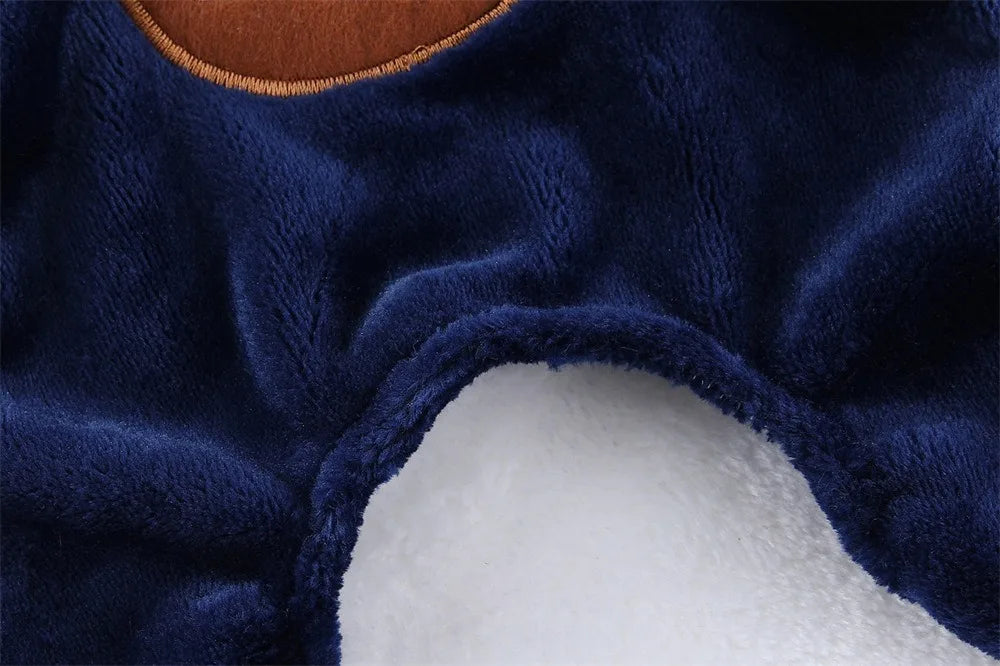 Warm Winter Fleece Dog Jumpsuit Coat with Leash Ring