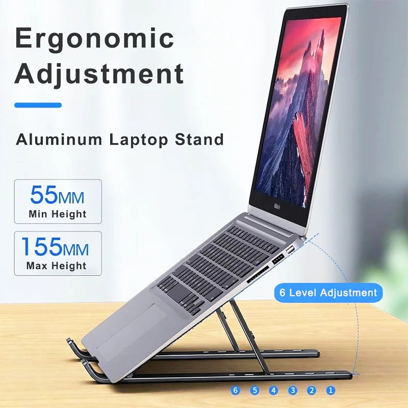 Laptop Stand For Macbook Folding Adjustable Aluminum Computer Pc Tablet Stand Notebook Tablelaptop Holder Heat Dissipation