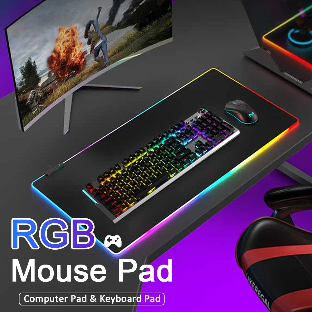 LED RGB Mousepad Keyboard Cover Desk-mat Waterproof Large Gaming Mouse Pad Multi-size Computer Gamer Esports Mouse Pad Backlit