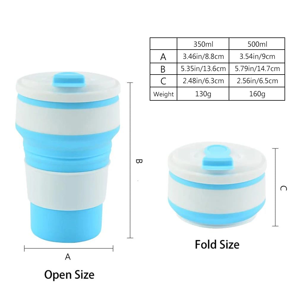 350ml Collapsible Silicone Travel Coffee Cup with Lid