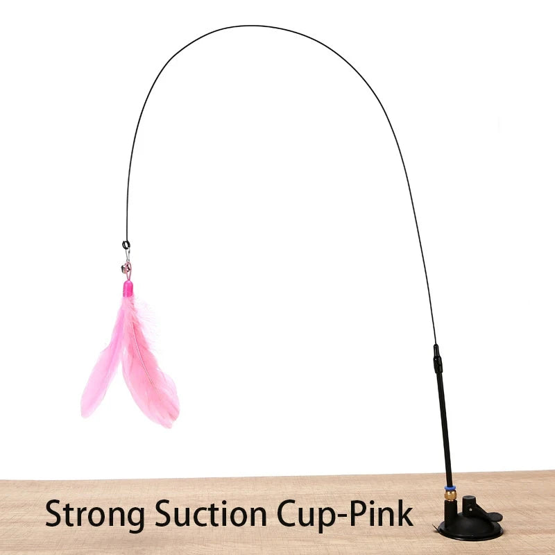 Professional Suction Cup Simulation Bird Feather Cat Teaser Wand