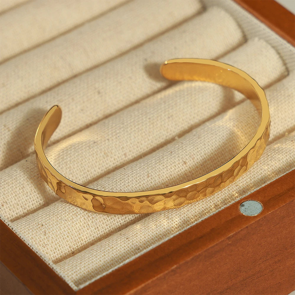 Pulseira de Aço Inoxidável com Textura Natural para Mulher Banhado a Ouro 18k de Alta Qualidade Sem Desvanecimento Pulseiras e Braceletes para Mulher