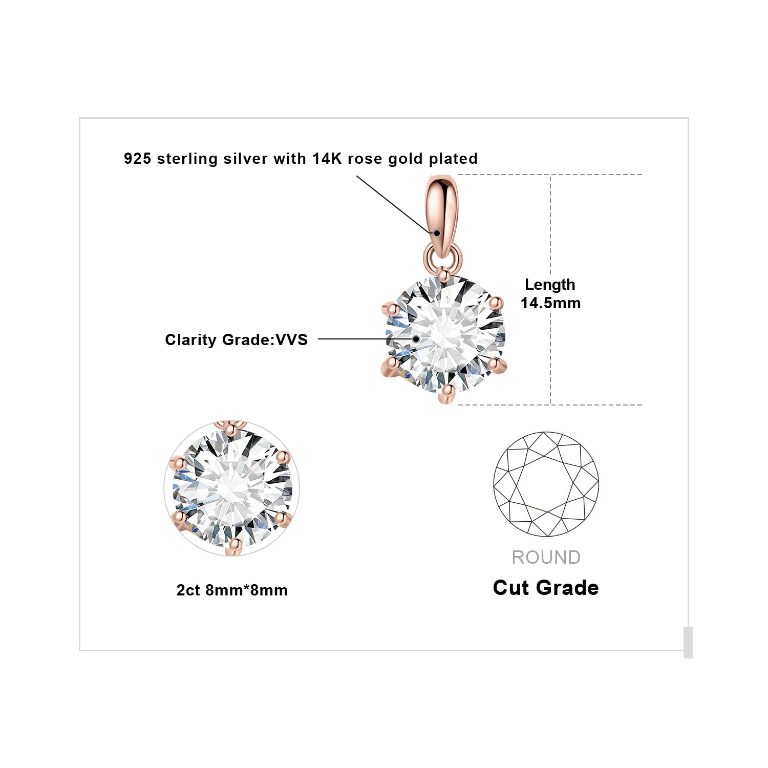 Round Cut Moissanite Solitaire Pendant