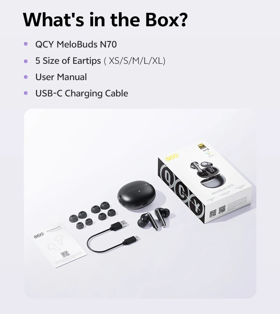 QCY MeloBuds N70 Adaptive ANC Wireless Earbuds