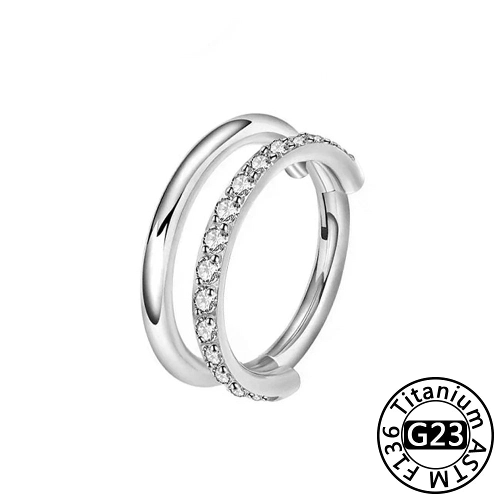 G23 Titanium 16G CZ Hinged Segment Clicker Hoop Piercing