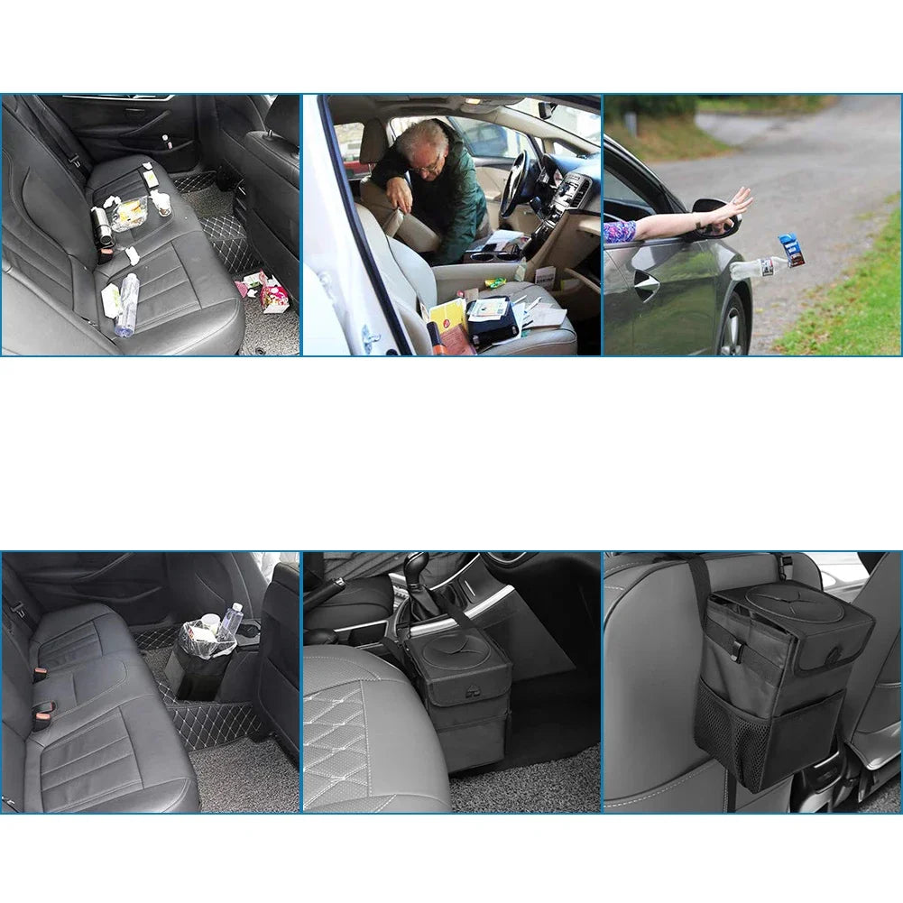 Waterproof Car Trash Can Bin, Acessórios Auto Organizer, Lixo Dump, Bolsos de armazenamento de carros, Closeable, portátil