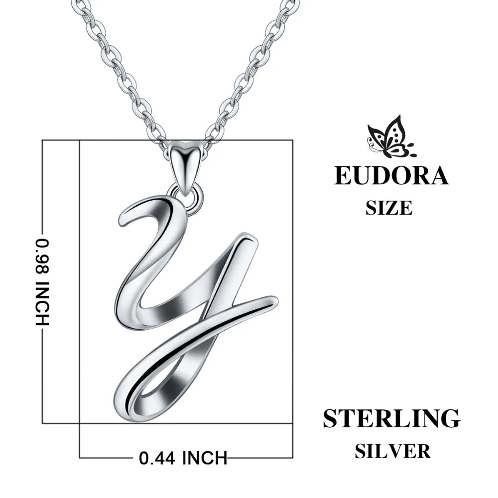 925 Sterling Silver Initial Letter Pendant Necklace