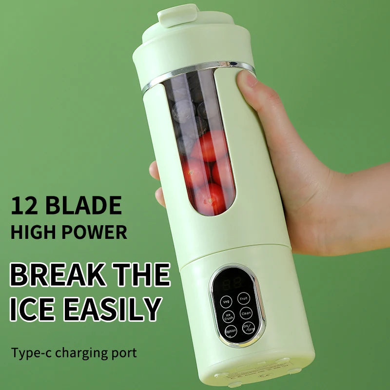 Portable juicer, multifunctional blender, USB charging juice maker, suitable for making smoothies, milkshakes, and fruit juices