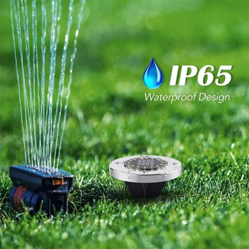 8/20 LED Solar Disk Lights Waterproof Outdoor Garden Path Lamp