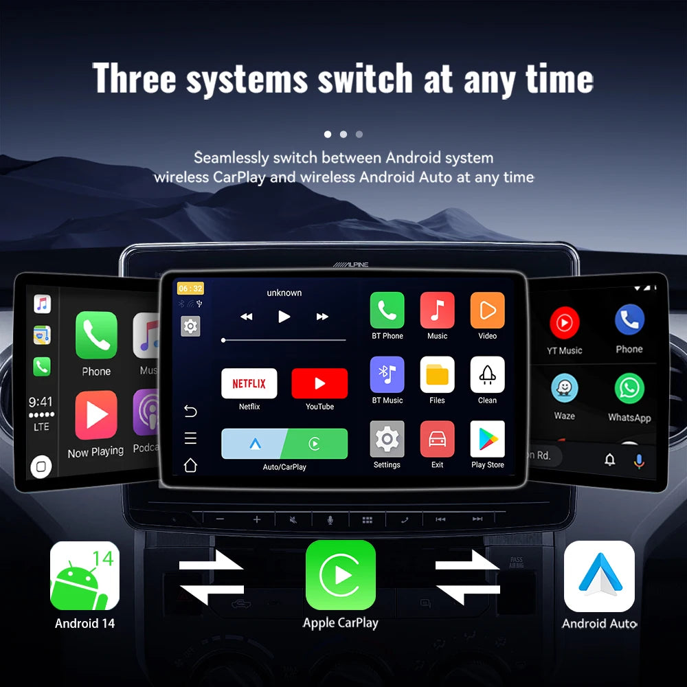 XUDA Android14 Wireless CarPlay/Android Auto 3in1 NEW CarPlay Ai Box  4Cores 4GB RAM+64GB ROM Plug and Play Stable Transmission