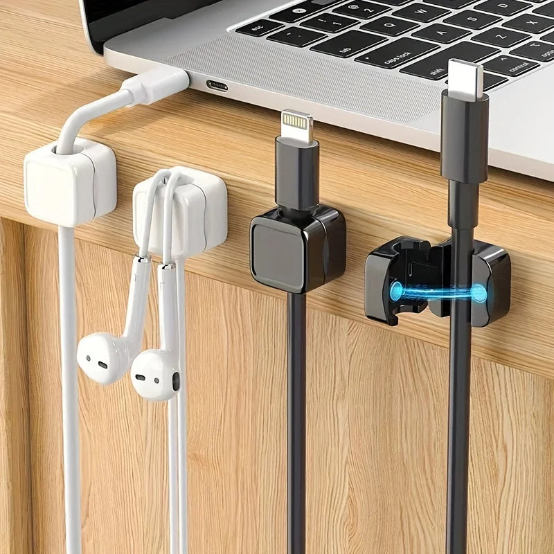 6/12/18 PCS Magnetic Cable Organiser Clips Cable Management Wire Manager Cord Holder Charging Cable Winder Wall Mounted Hook